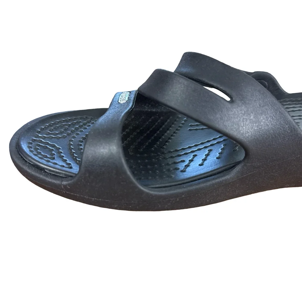 Crocs Patricia Wedge Sandals Black Slip On Slides Strappy Open Toe Shoes sz 8